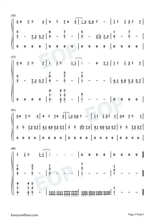 悲しみをやさしさに-火影忍者op3双手简谱预览3-钢琴谱文件(五线谱