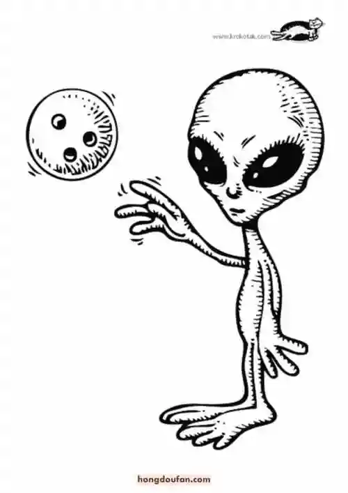 13张有趣的外星人宇航员外太空卡通涂色简笔画