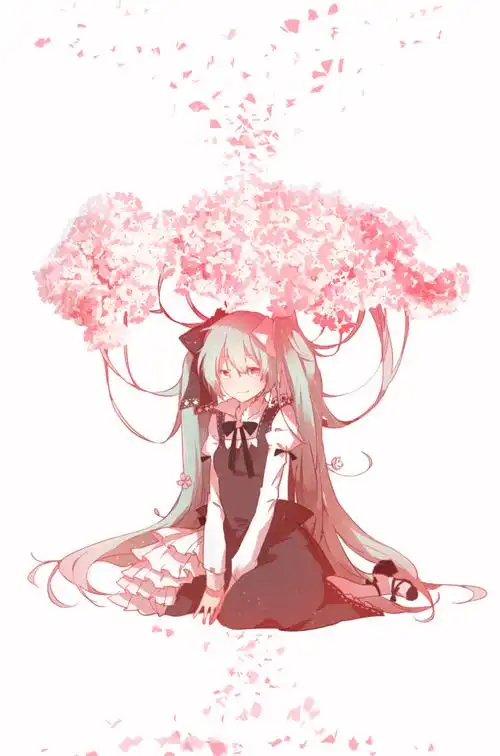 桜の木になろう～ 髪の上で,桜の花咲き p站 二次元 薯子 插画 初音