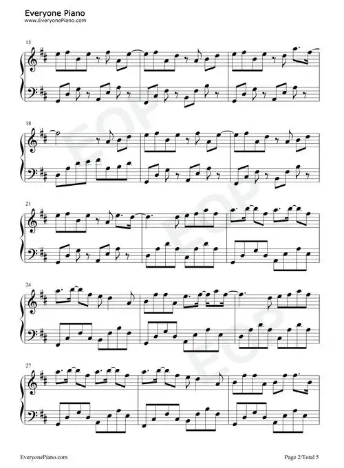 年轮-完整好听版五线谱预览2