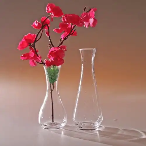 跨境透明玻璃花瓶小口径电炉吹制玻璃瓶水培插花瓶家居工艺品摆件