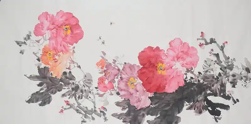 徐老师4现代画家写意四尺牡丹_写意牡丹_牡丹_花鸟_国画_装饰作品_园