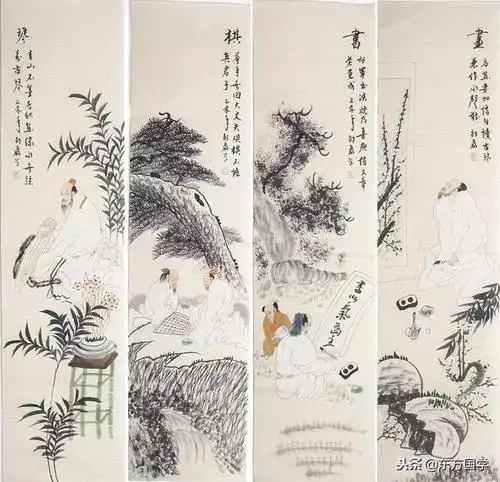 文化追求天,人,意,境相融统一,讲究精气神俱足,〝琴,棋,书,画〞四艺