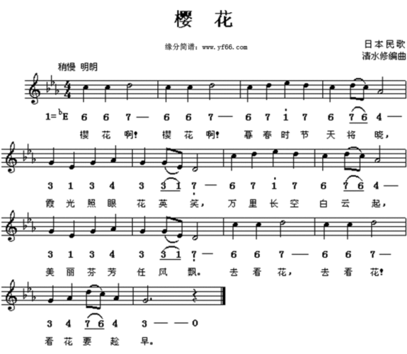 谁有日本歌曲樱花的简谱?