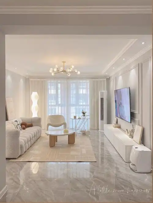 两人三猫简简单单的灰色乳胶漆,通铺灰色瓷砖我家客厅其实装修很简单