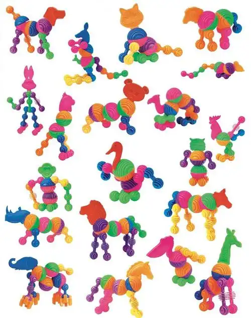 幼儿园用品 儿童益智软体动物塑料积木 创意拼插玩具 tc-3042