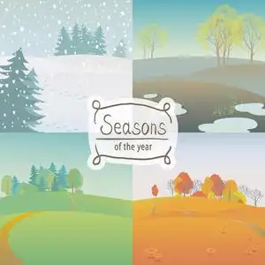 四季卡通背景图片-四季卡通背景素材-四季卡通背景插画-摄图新视界