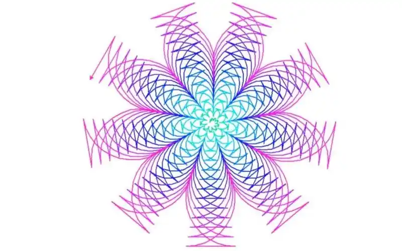 用python画九个酒瓶旋转增大形成的漂亮图形