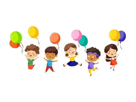 彩色手绘卡通儿童小孩气球幼儿园孩子玩耍元素png素材