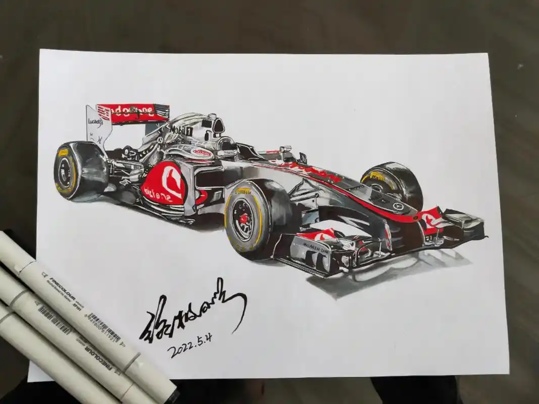 手画赛车 #画小汽车技巧 多少男孩子的梦想,冲往终点的钥匙