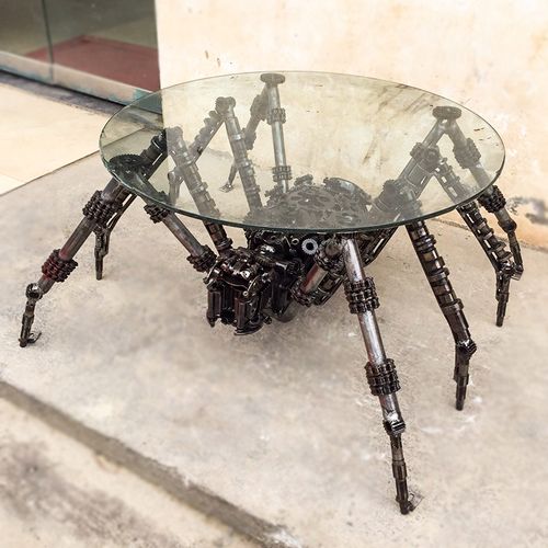 复古金属朋克工业风创意蜘蛛动物茶几家居装饰摆件金属铁制工艺品