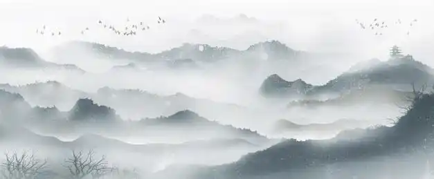 手绘中国风意境水墨山水风景画 淡雅意境水墨画