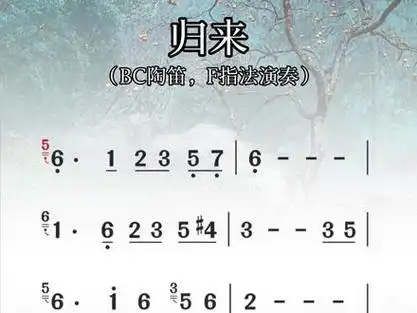 归来,陶笛动态简谱 #动态谱制作