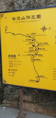 普陀山洛迦山游览示意图.洛加山,位于普陀山东南约5.