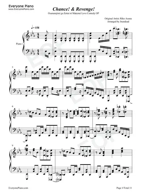 chance revenge-青梅竹马绝对不会输的恋爱喜剧op-钢琴谱文件(五线谱
