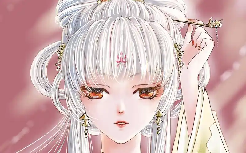 活动作品古风白发女头像过程