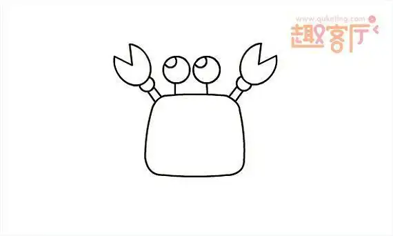 沙滩螃蟹贝壳简笔画