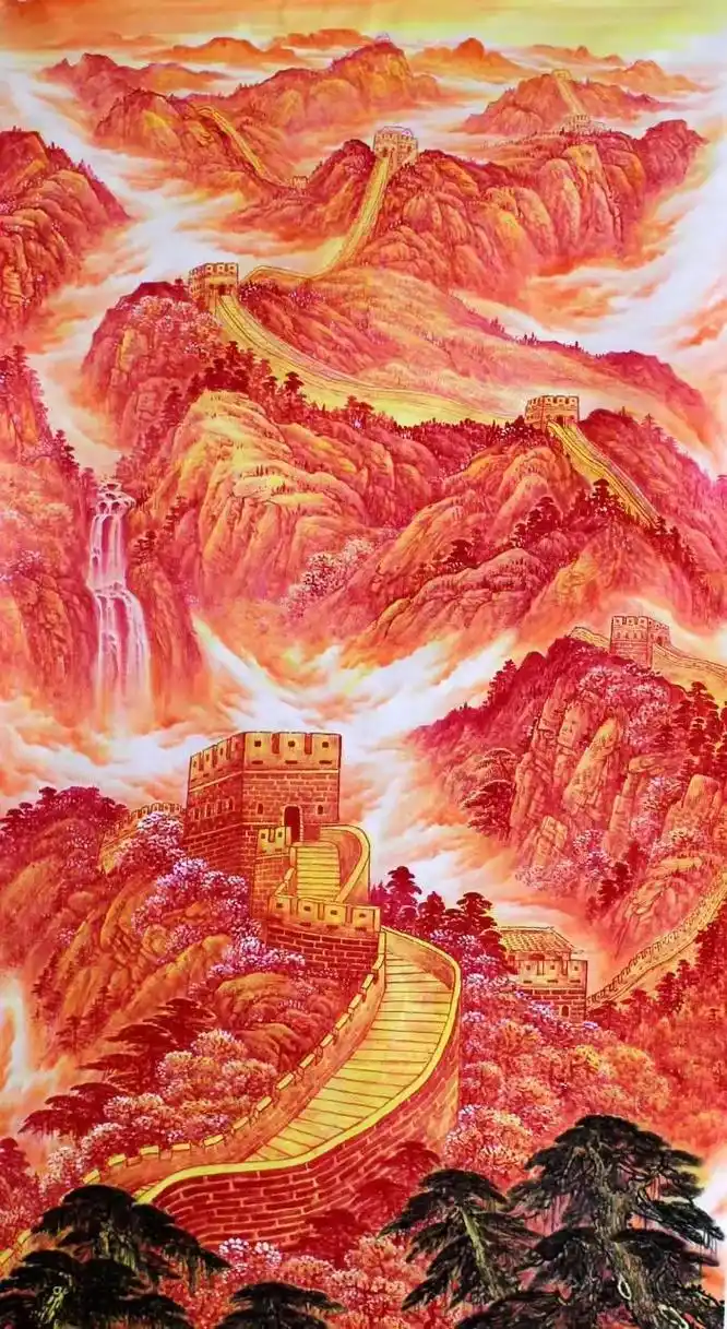 93长城93许仁龙国画作品大六尺精品福满金长城《江山永固》尺