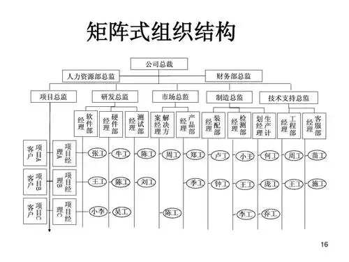 矩阵式组织结构 公司总裁 人力资源部总监 项目总监 研发总监 市场