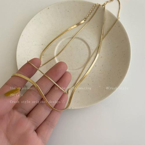 钛钢蛇骨链女生金色高级感秋冬毛衣项链轻奢个性小众气质颈链饰品