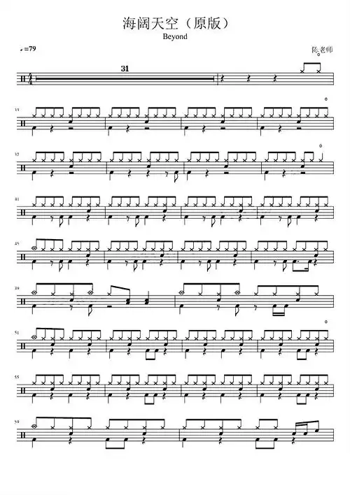 海阔天空 beyond 鼓谱