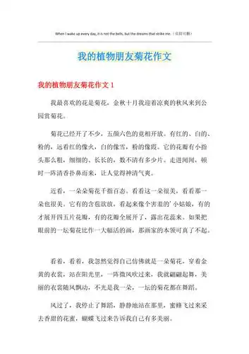 我的植物朋友菊花作文