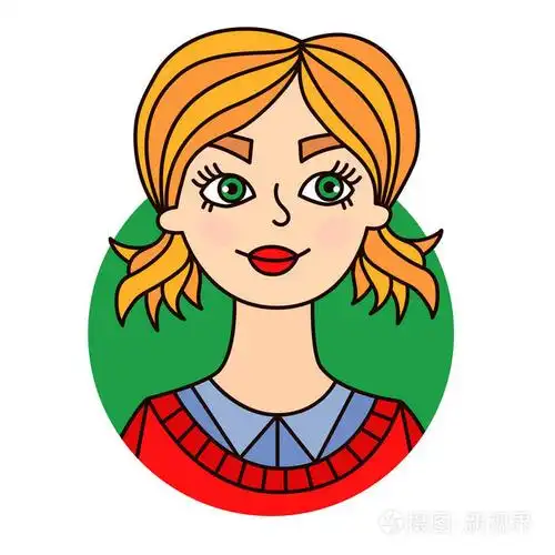 年轻女生女肖像卡通矢量人物