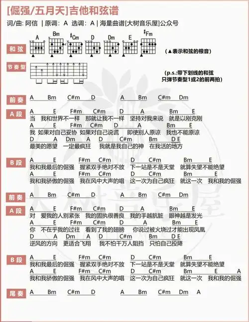 六线谱 和弦谱来咯～#倔强  #五月天#吉他  #吉他弹唱  #吉他教学