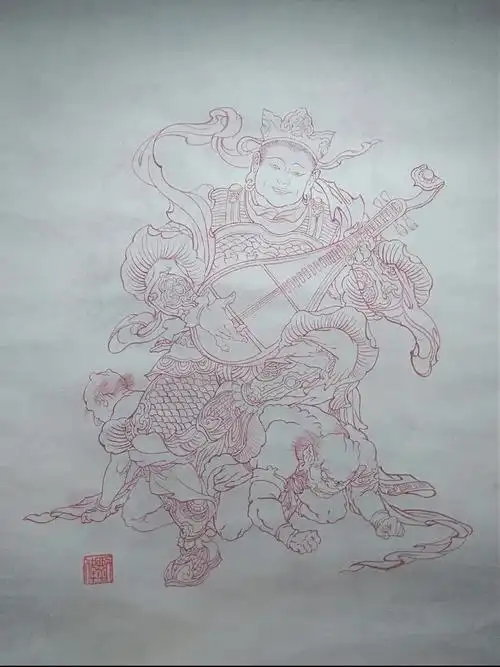 工笔白描四大天王