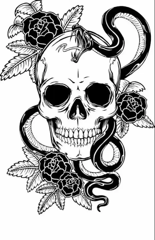 黑白手绘骷髅