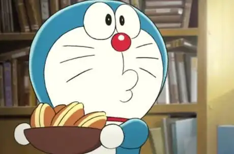 哆啦a梦吃铜锣烧的简笔画