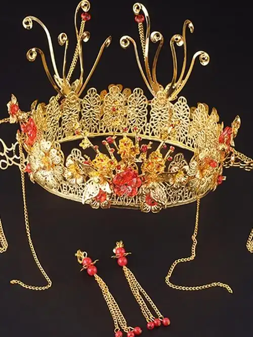 拾光婚饰 新娘秀禾服流苏凤冠头饰