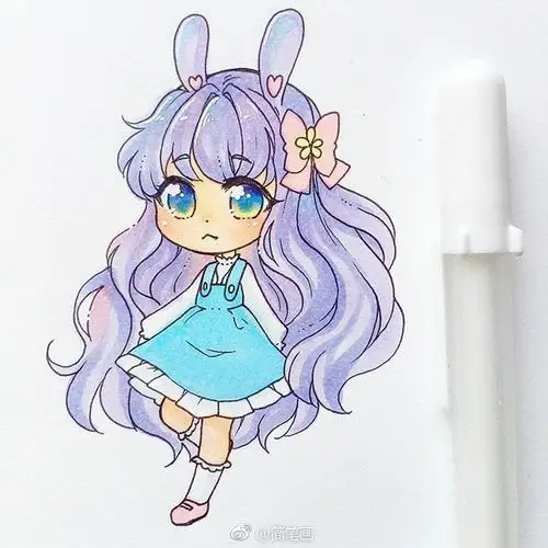 彩铅手绘动漫少女(by:alustrations)