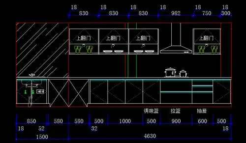 长方形厨房平面设计!~高手帮帮忙!