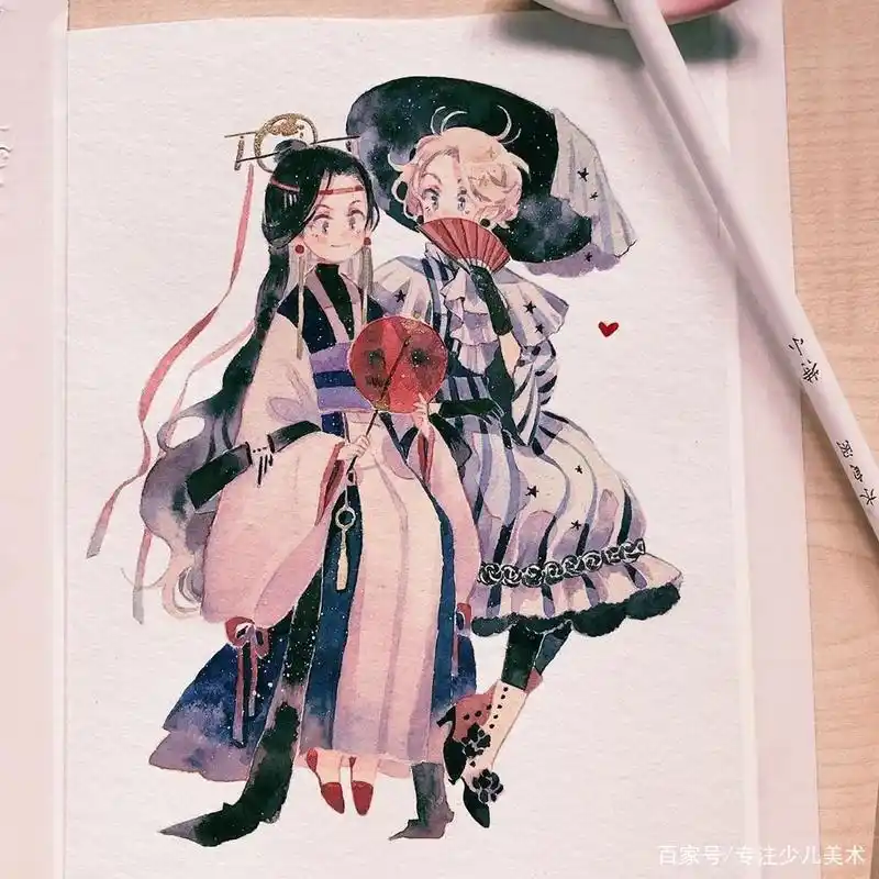 水彩画动漫人物插画,效果确实与众不同!