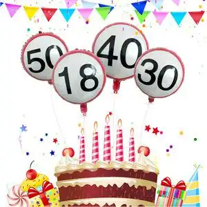 18寸18岁30周年40岁50周年数字气球铝膜气球生日派对数字庆祝圆形