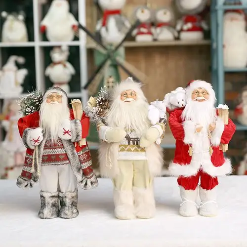 圣诞节装饰品圣诞老人公仔仿真老人摆件玩具偶礼物橱窗道具