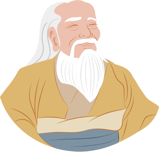 写实中国著名历史人物色块插画-老子