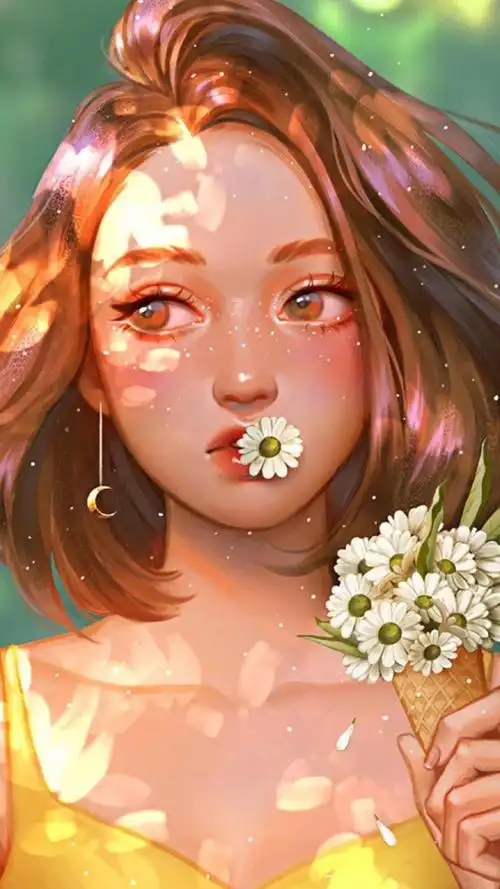 唯美女生手绘插画