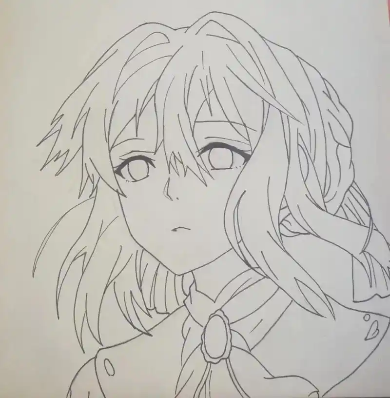 紫罗兰永恒花园#手绘#彩铅画第一次画#薇尔莉特 第一次画薇 - 抖音