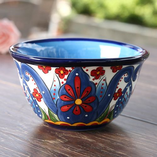 碗情陶瓷_包邮espana西班牙风情手绘陶瓷餐具欧式家用彩绘饭碗沙拉碗