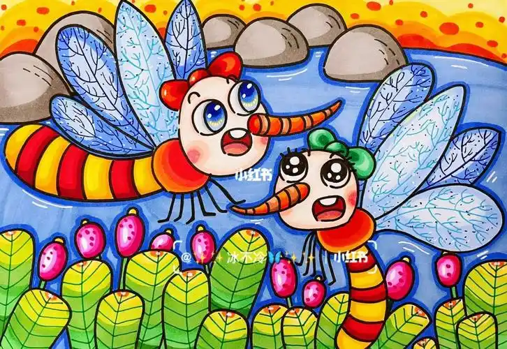 儿童画马克笔昆虫系列蚊子