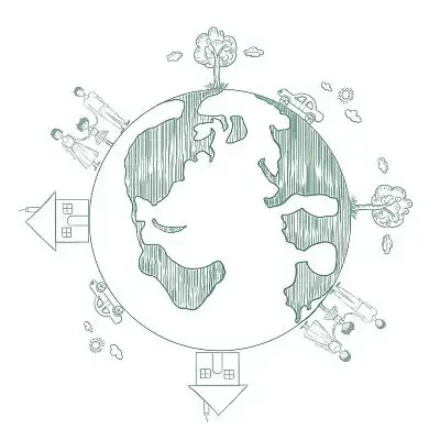 手绘线性地球日地球插画元素素材世界地球日环保保护环境插画