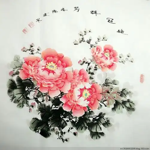 洛阳平乐冯建军牡丹画《镜中国色》之五 - 冯建军牡丹画欣赏 - 冯建军