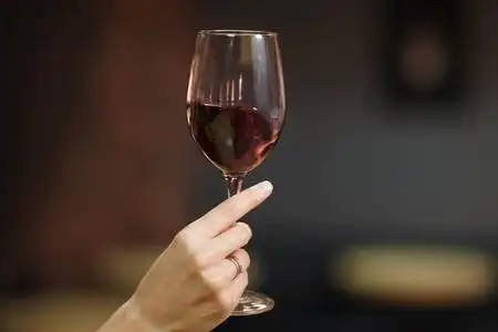 手持红酒的女子手捧酒杯照片