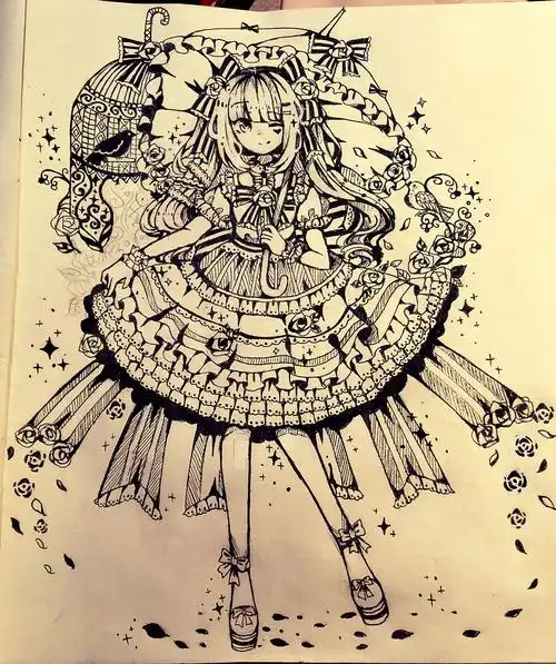 柠檬snow奥比岛板绘作品--黑白lolita