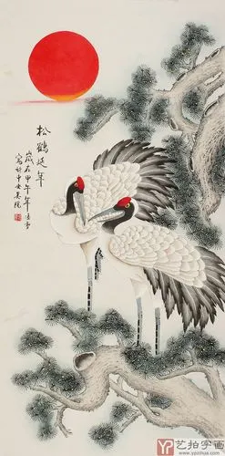 【已售】北京美协 工笔画名家 凌雪四尺工笔画《松鹤延年》