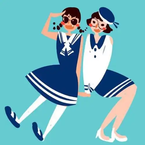 闺蜜蓝色校服裙子