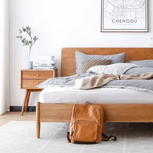 山念木作 实木床樱桃木白蜡木北欧风格日式风格家具原木1.8双人床