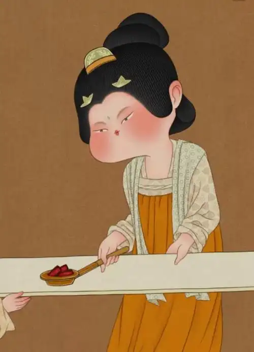 校尉美术带您欣赏可爱插画超萌的胖脸仕女图